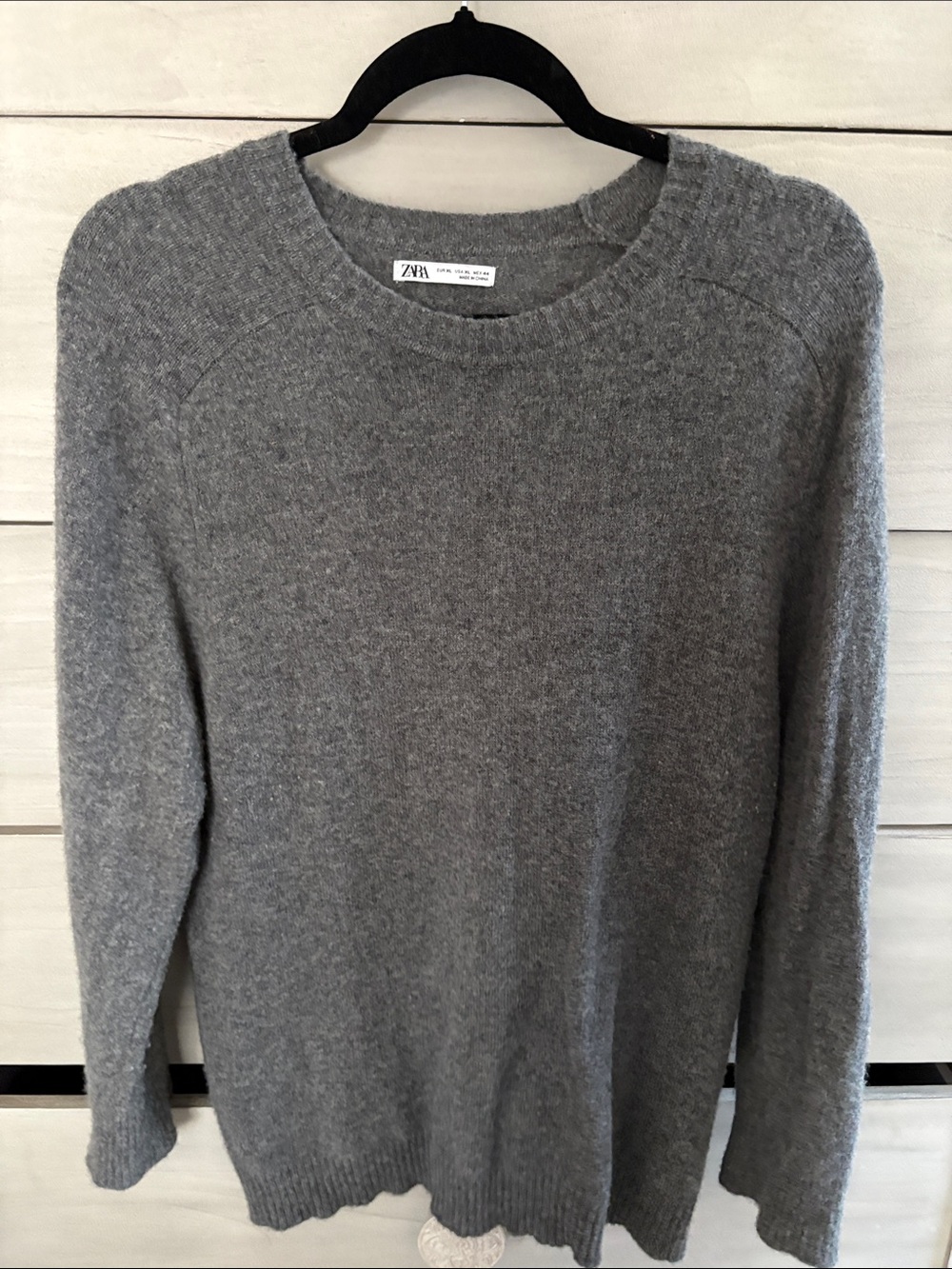 Zara Men's Heather Gray Crewneck Sweater wool cashmere